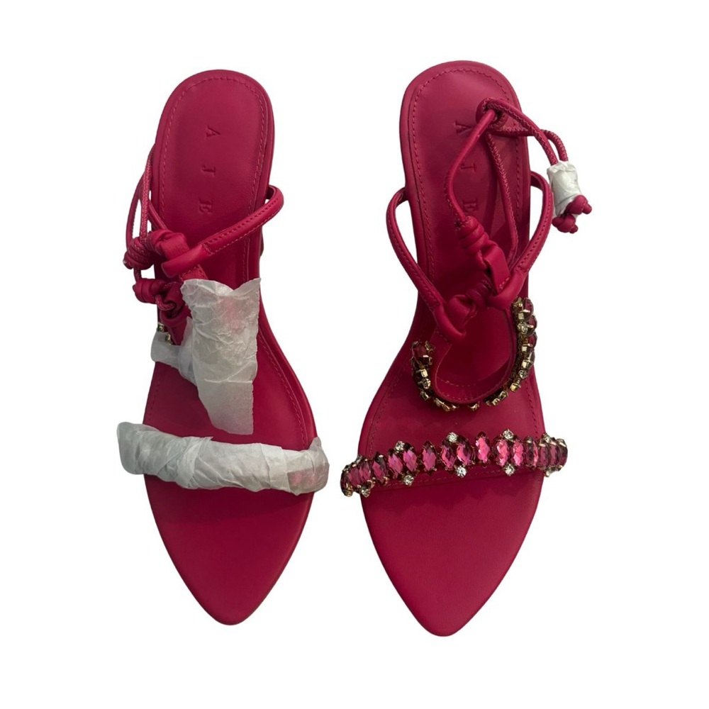 Aje Women's Jewel Sculptural Strappy Heel Fuchsia Pink Size 37 (7 women) - Picture 3 of 5